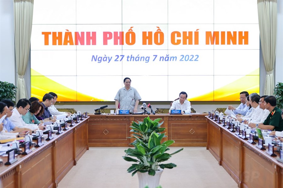 Thủ tướng Phạm Minh Chính làm việc với lãnh đạo Thành phố Hồ Chí Minh