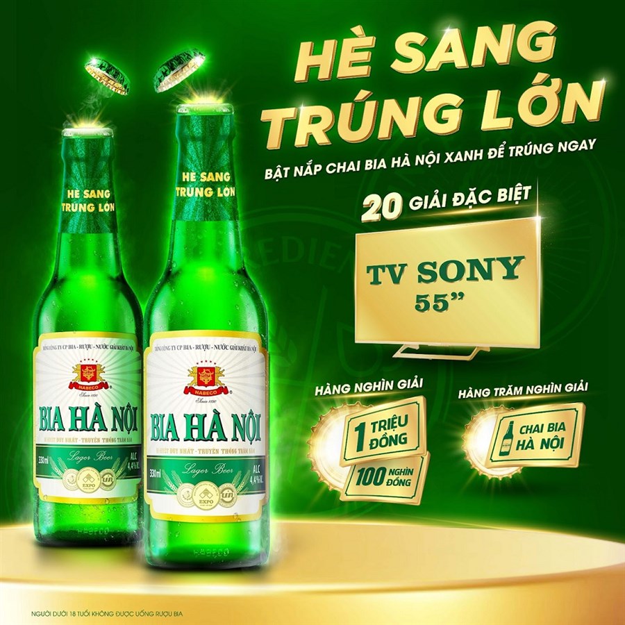 Chào nắng hè, bật nắp bia Hà Nội xanh cùng chương trình khuyến mại “HÈ SANG TRÚNG LỚN”