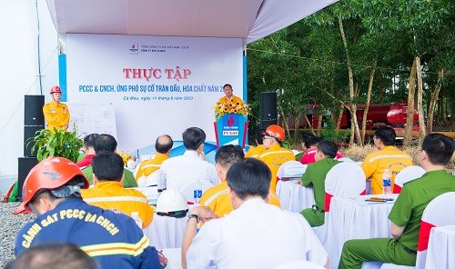 KCM tổ chức thực tập Phương án Phòng cháy chữa cháy và Cứu nạn cứu hộ, ứng phó sự cố tràn dầu, hóa chất năm 2023