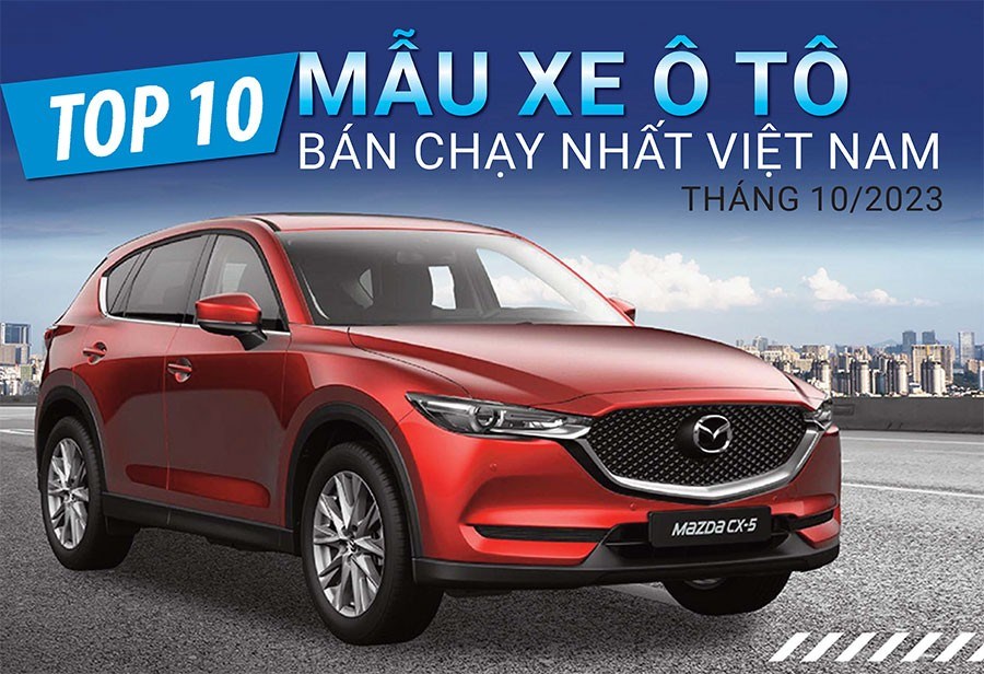 Top 10 mẫu xe ô tô bán chạy nhất Việt Nam tháng 10/2023: Mazda CX-5 lập "hat-trick"