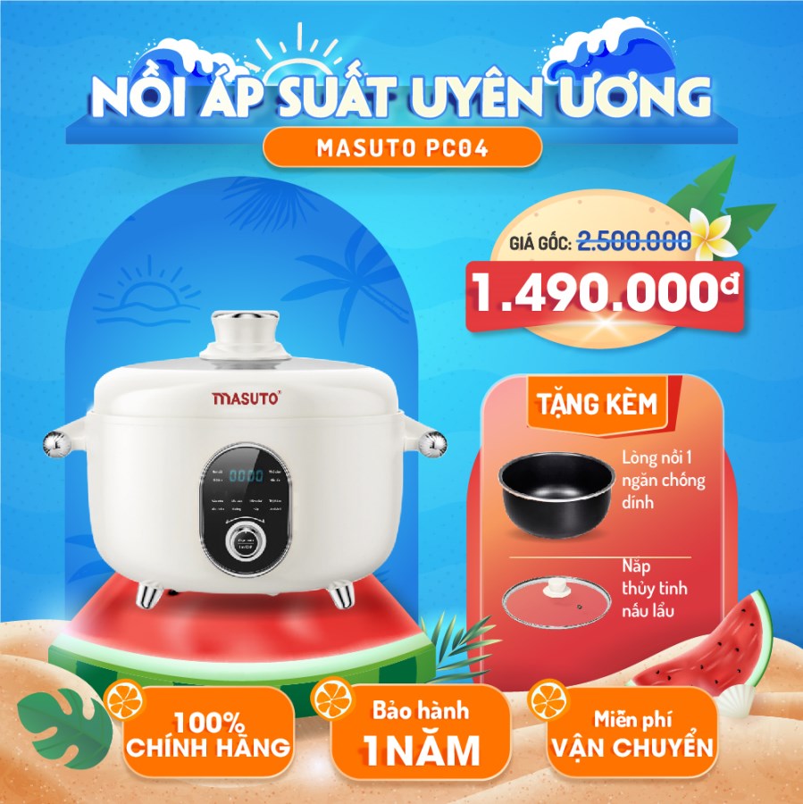 Nồi áp suất lẩu điện 2in1 đa năng 4L Masuto MSPC04 ( 2 lòng nồi)